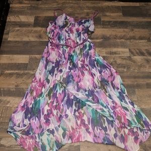 Purple, green and pink dress by Lane Bryant